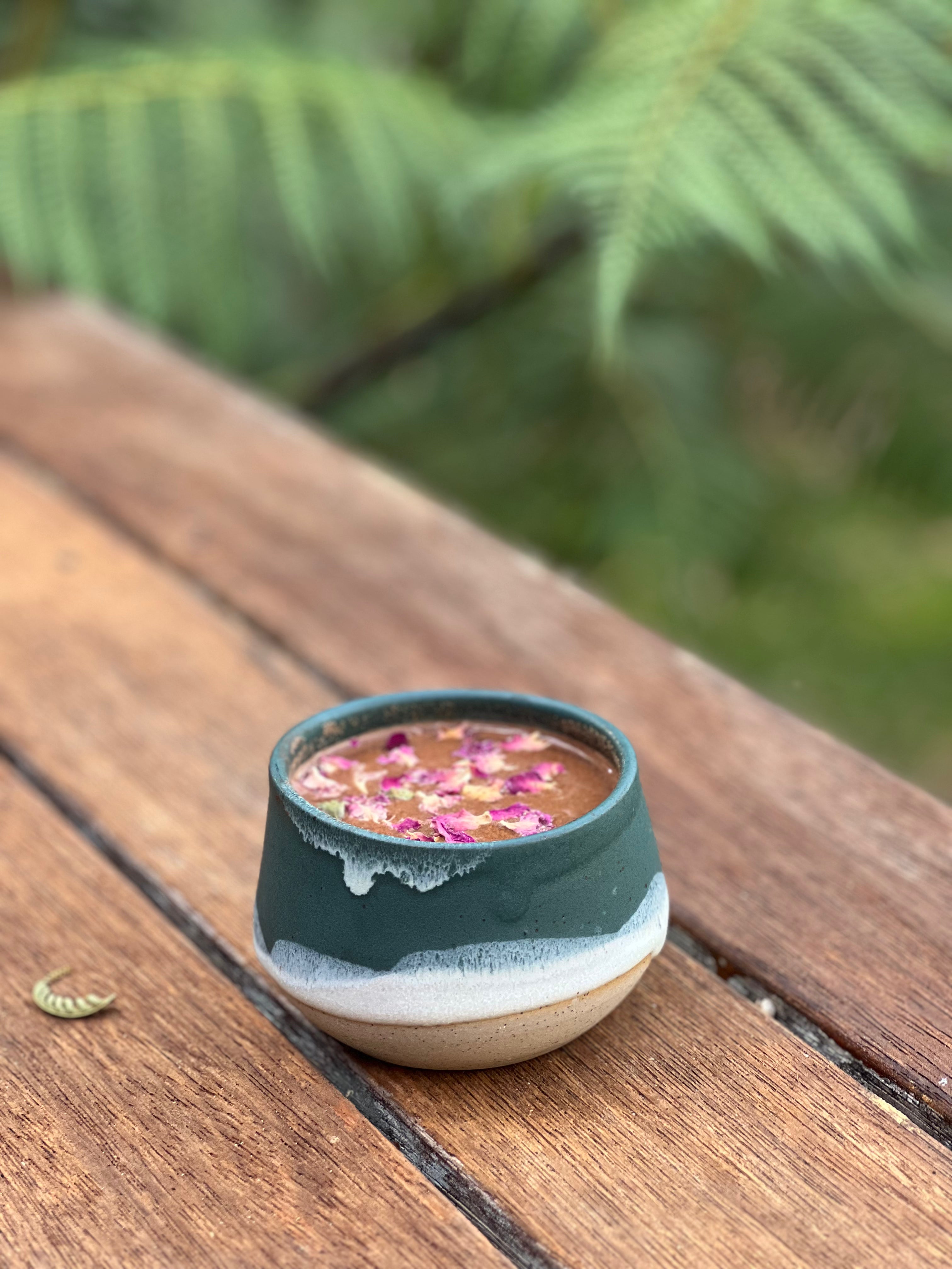 Cacao with rosepetals in nature